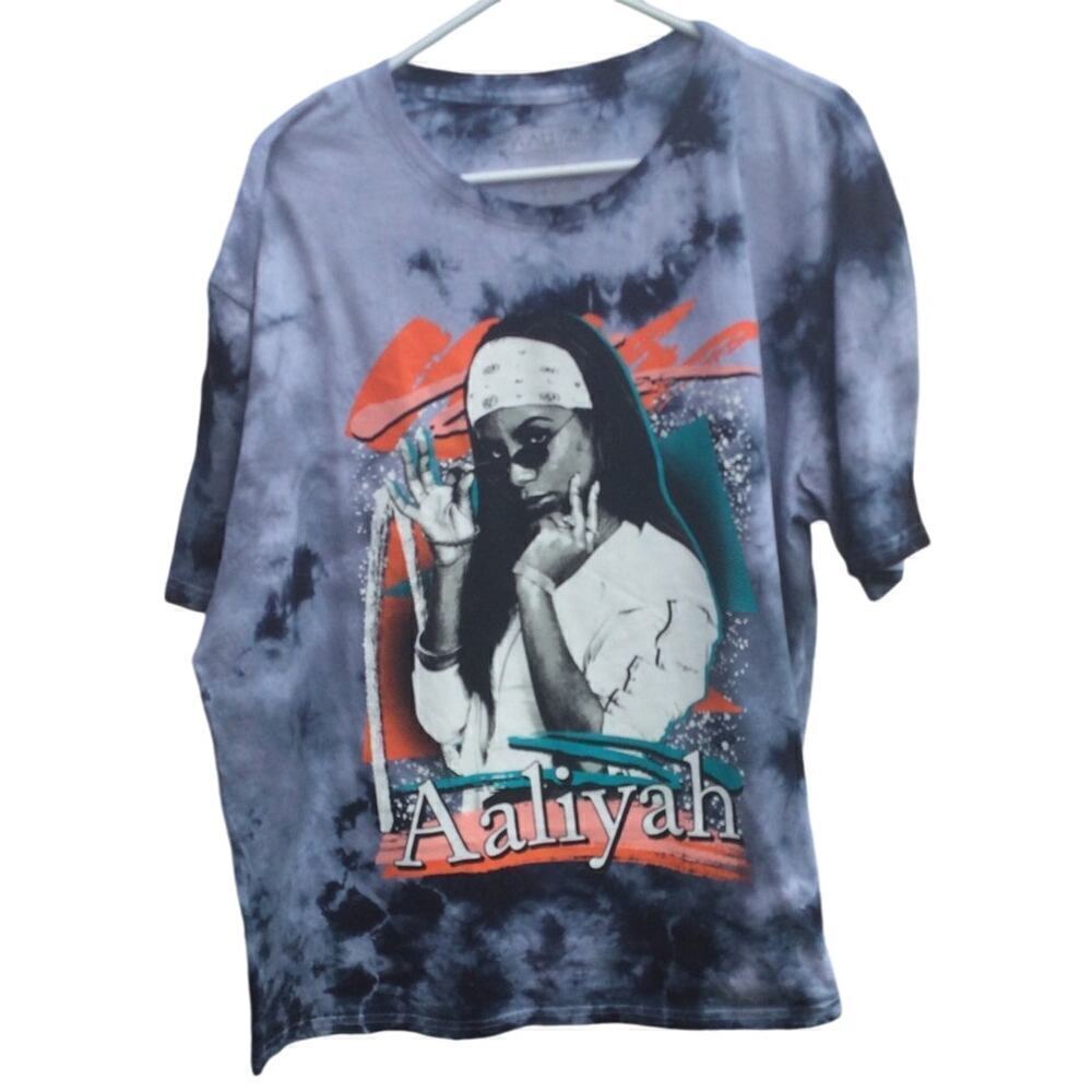 Aaliyah short sleeve shirt t-shirt womens XL NEW‎ tie dye cotton rap y2k hip hop